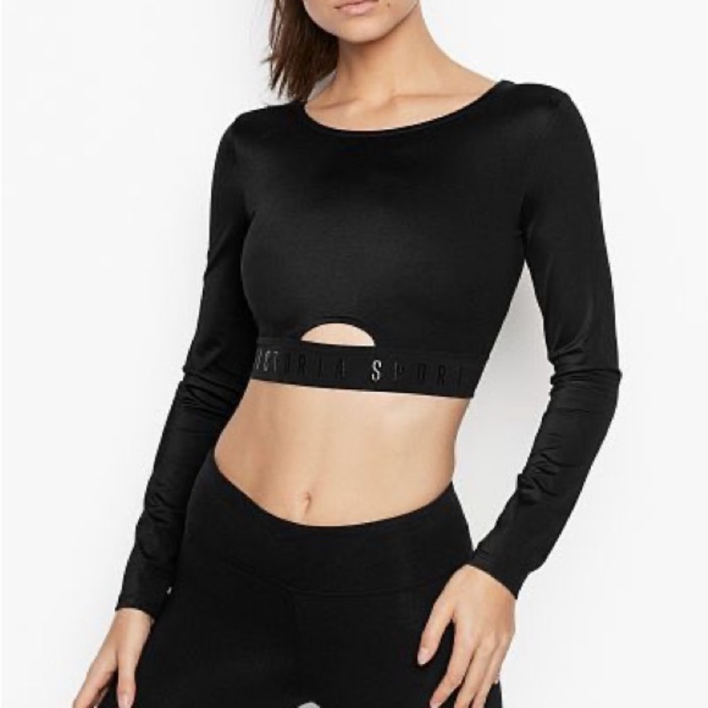 Victoria Sport Keyhole Backless Long Sleeve Crop Top